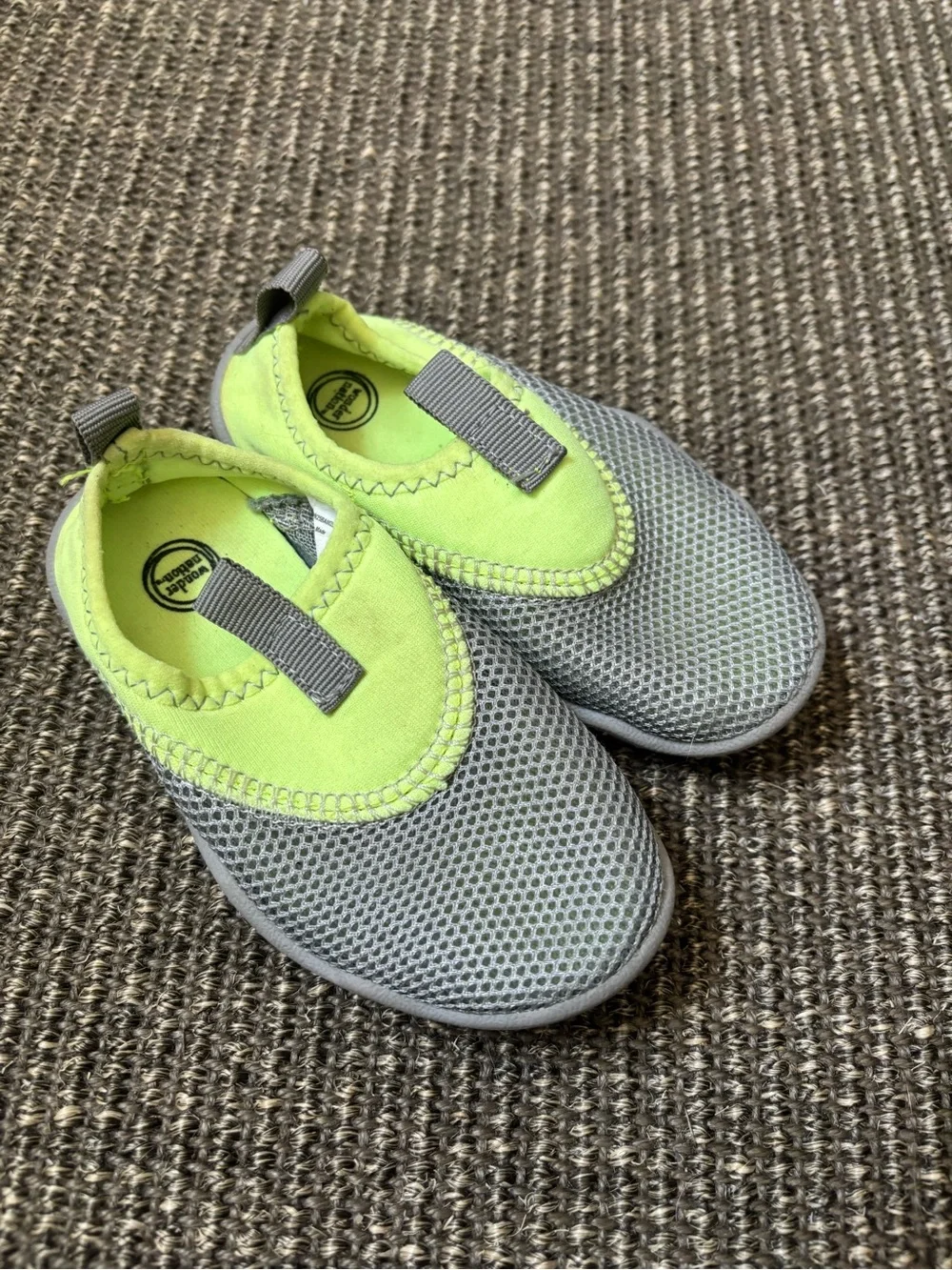 wonder nation Grey and Neon Green Kids Slip-On Water Shoes